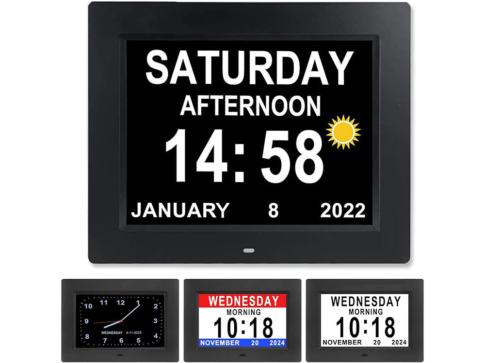 8inch LED Dementia Digital Calendar Clock Alarm Extra Large Day/Week/Month/Year