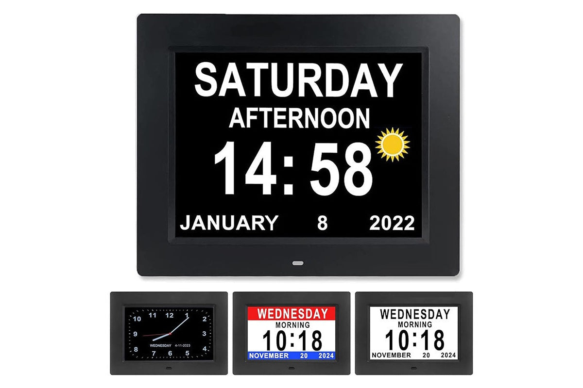 8inch LED Dementia Digital Calendar Clock Alarm Extra Large Day/Week/Month/Year
