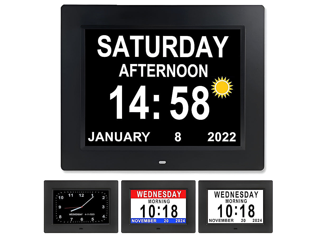 8inch LED Dementia Digital Calendar Clock Alarm Extra Large Day/Week/Month/Year