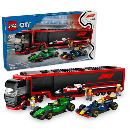 LEGO City: F1 Truck with RB20 and AMR24 F1 Cars (60445)