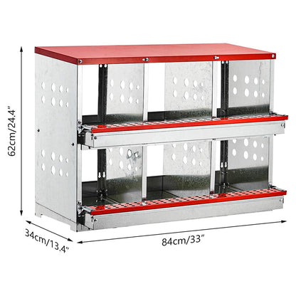 Nesting Box Chicken Hen Roll Away Laying Nest Boxes Chook Brooder 6 Compartment