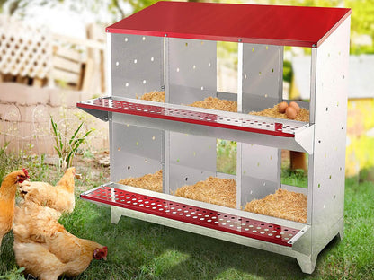 Nesting Box Chicken Hen Roll Away Laying Nest Boxes Chook Brooder 6 Compartment