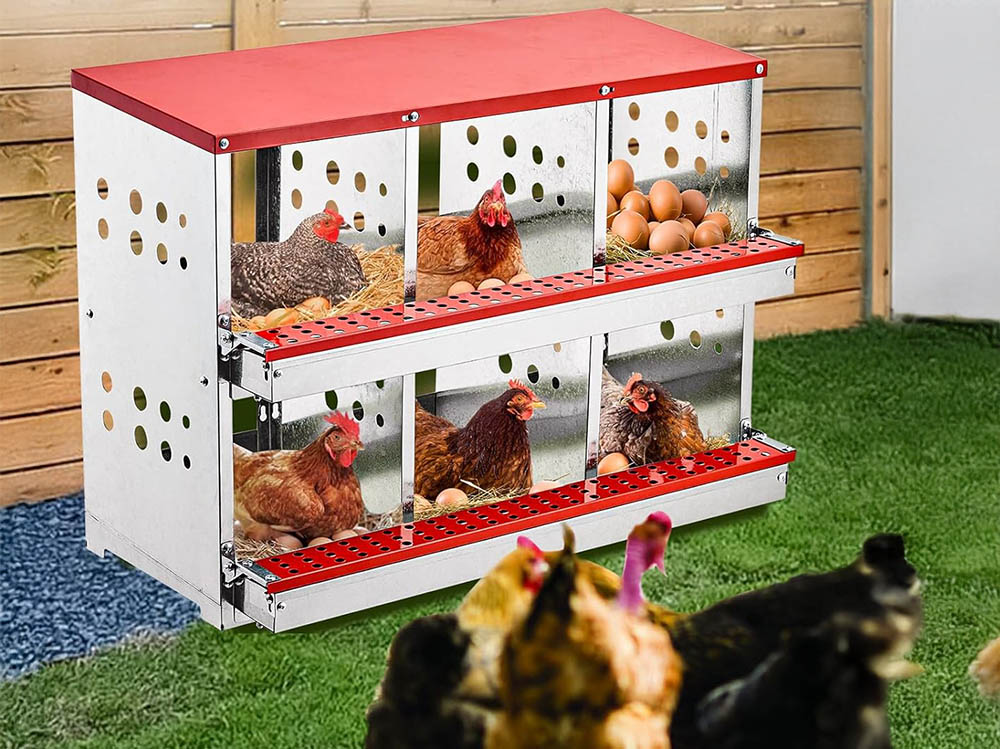 Nesting Box Chicken Hen Roll Away Laying Nest Boxes Chook Brooder 6 Compartment