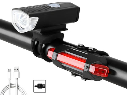 Bicycle Headlight and Taillight Set USB Rechargeable Mini Bike Front and Rear Light