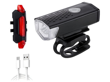 Bicycle Headlight and Taillight Set USB Rechargeable Mini Bike Front and Rear Light