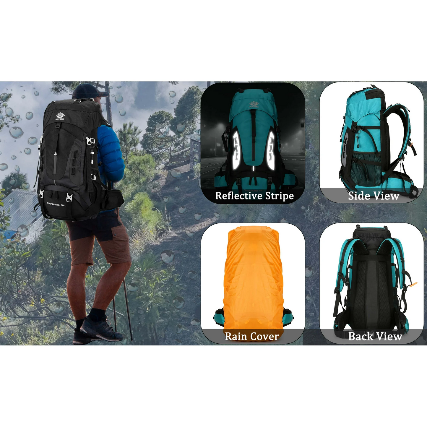60L Camping & Hiking Backpack – Lightweight Travel Backpack for Outdoor Adventures HNHM1111