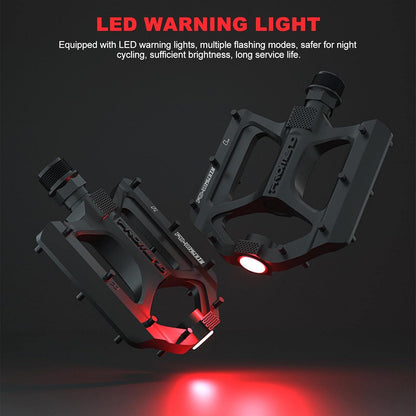 Mountain Bike Pedals LED Pedals Bicycle Flat Pedals (Black)