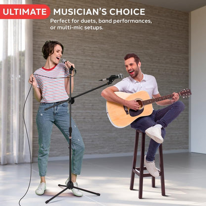 Microphone Stand for 2 microphones Tripod Base Adjustable Height