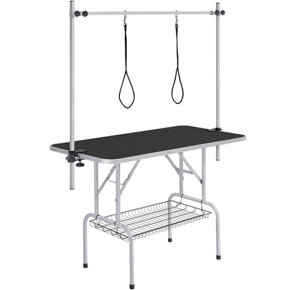 Foldable Pet Grooming Table Stainless Steel Arm Frame Height Adjustable
