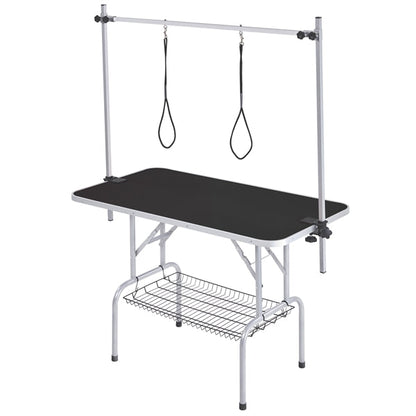 Foldable Pet Grooming Table Stainless Steel Arm Frame Height Adjustable