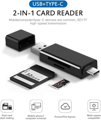 3 in 1 USB-C SD Micro SD Memory Card Reader