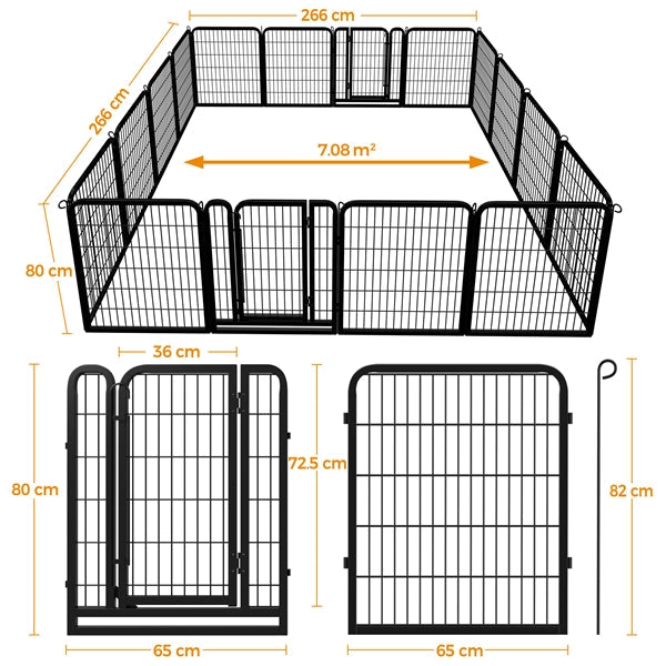 16 Panels Heavy Duty Dog Pen Playpen Dog Fence