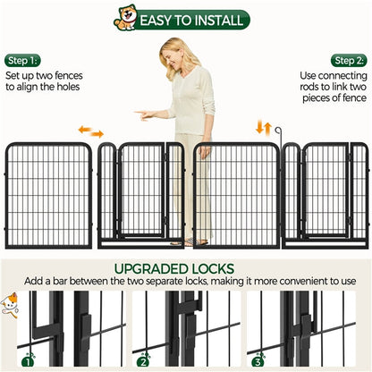 24 Panels Heavy Duty Dog Pen Playpen Dog Cat Exercise Barrier