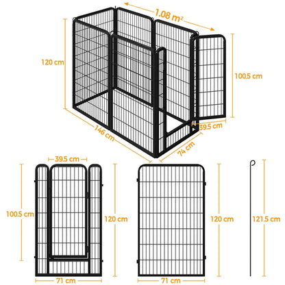 Set of 3 - 6 Panels Heavy Duty Dog Playpen Metal Dog Pen Pet Fence