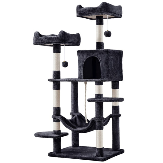 59″ Tall Multilevel Cat Tree with Condo & Plush Perch & Scratching Post