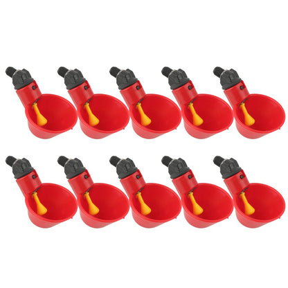 Chicken Drinker Cups - 10 Pack Automatic Poultry Water Feeder with Peck Trigger