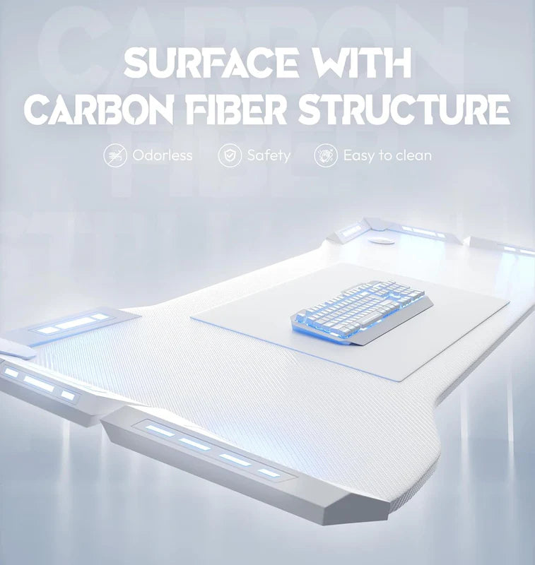 Gaming Desk & Chair Combo - RGB LED Desk + RGB LED Gaming Chair with Footrest