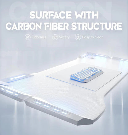 Gaming Desk & Chair Combo - RGB LED Desk + RGB LED Gaming Chair with Footrest