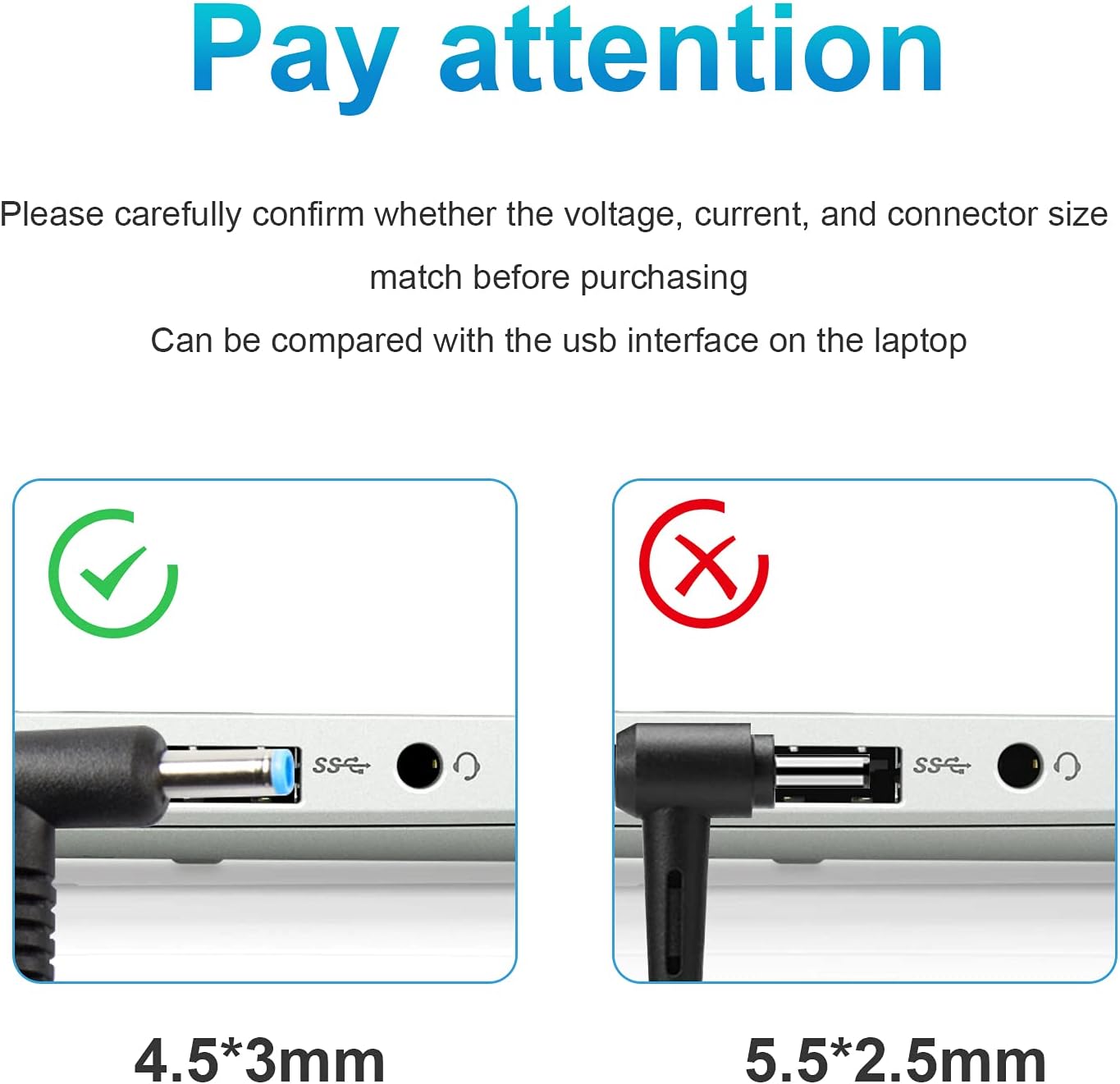 HP Laptop Charger 65W Blue Tip Power Adapter