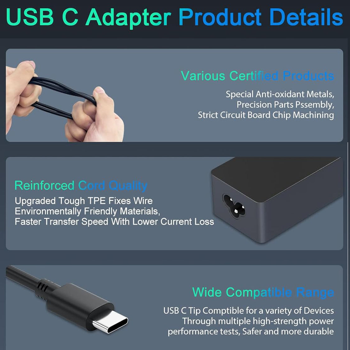 65W Lenovo Laptop Charger Type C