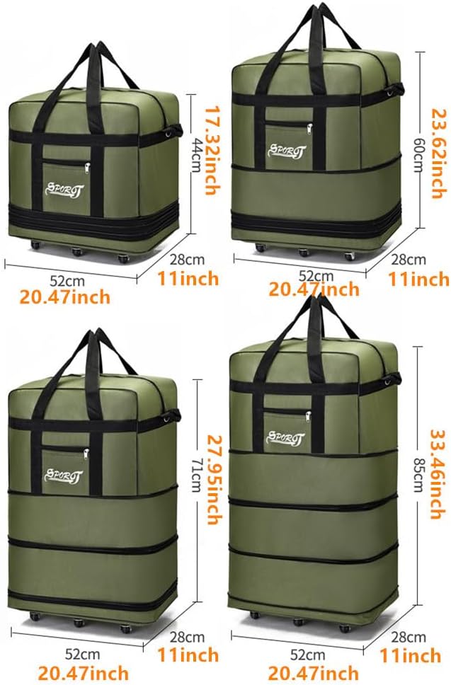 Expandable Extra-Large Travel Duffel Bag with Wheels – Waterproof & Lightweight (6 Wheels) BGMF7155