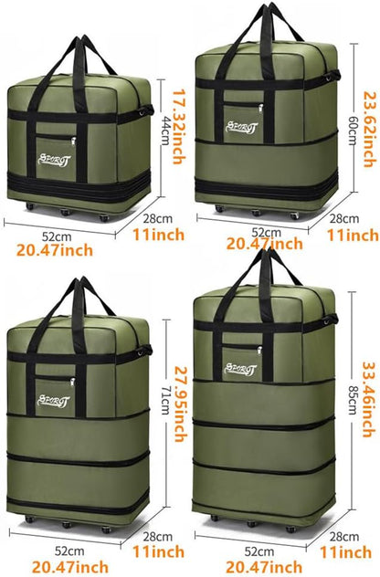 Expandable Extra-Large Travel Duffel Bag with Wheels – Waterproof & Lightweight (6 Wheels) BGMF7155