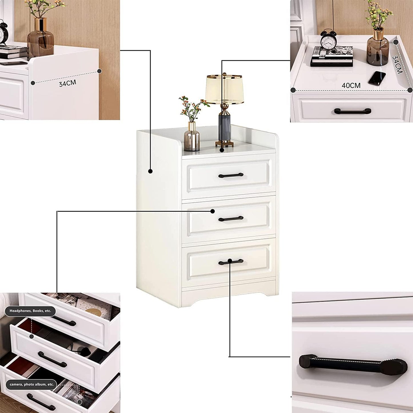 Bedside Table Nightstands with Drawer