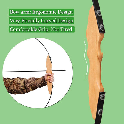 40lbs Archery Hunting Recurve Bow (Wood)