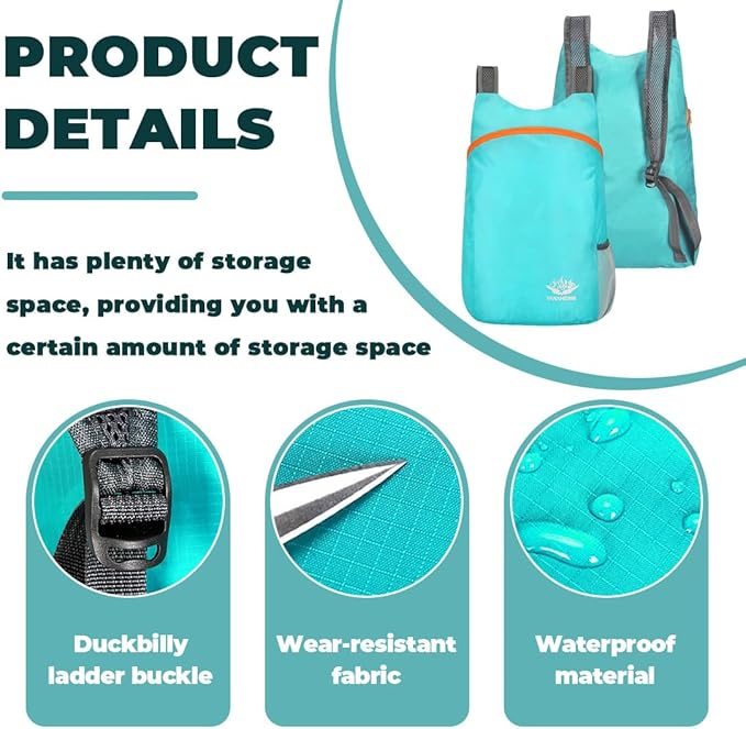 Ultralight Foldable Backpack – Water Resistant for Travel, Hiking & Cycling RB3707