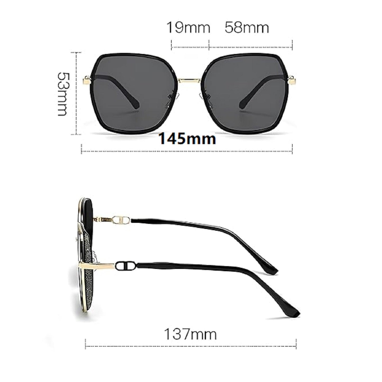 Ecotrek UV Protected Oversized Sunglasses for Women – Square Frame LX21-21