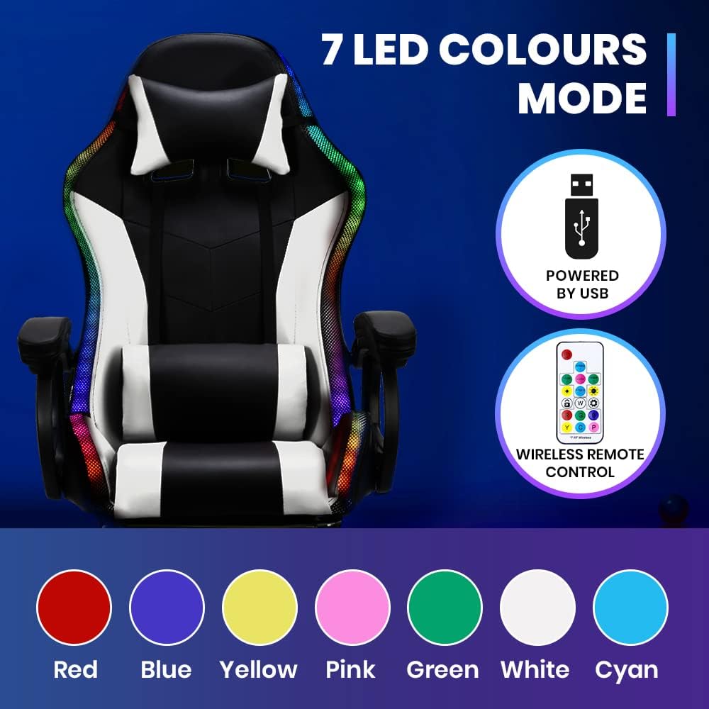 Gaming Chair with Footrest - RGB Gaming Chair with Speakers & Lights
