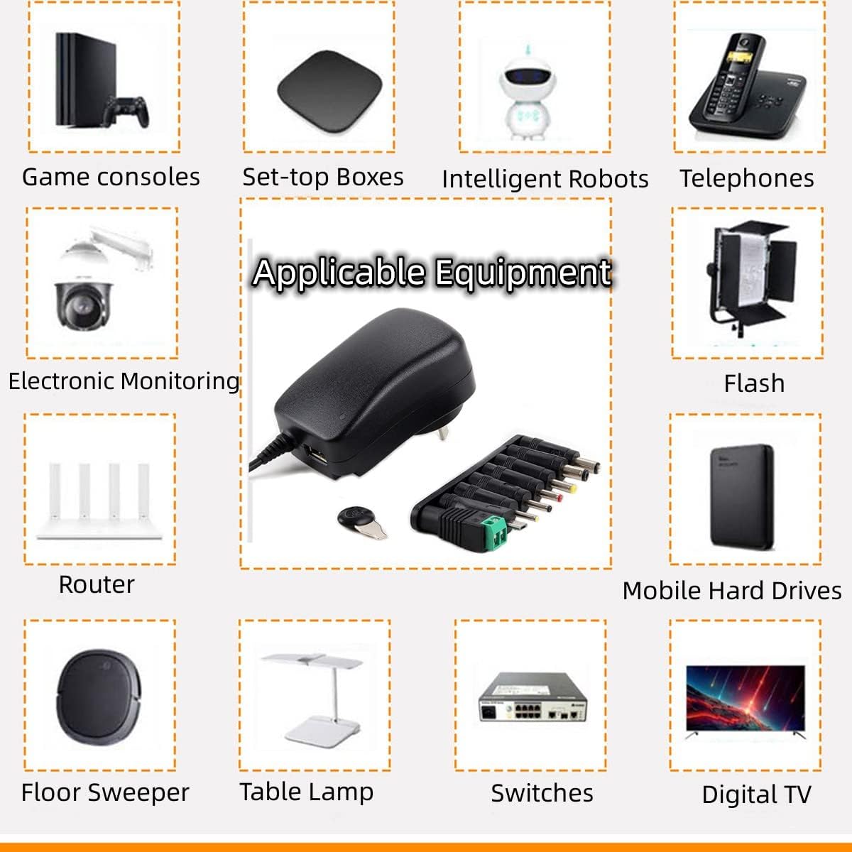 30W Universal Adjustable Power Adapter Power Supply