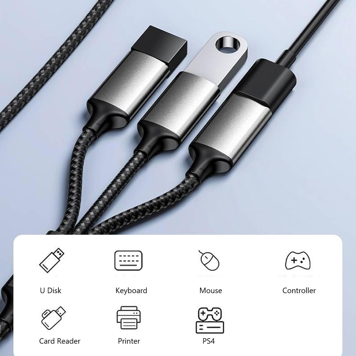 USB to 3x USB Female Extension Cable 1.2m