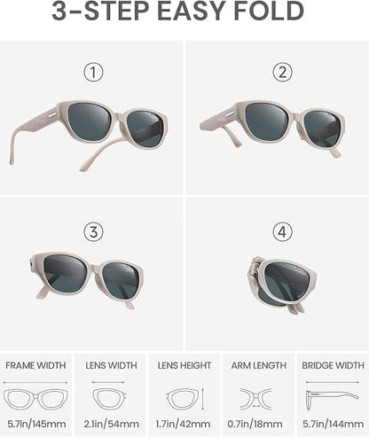 Ecotrek Women Polarised Folding Sunglasses – UV380 Retro Lightweight Shades LX18-21