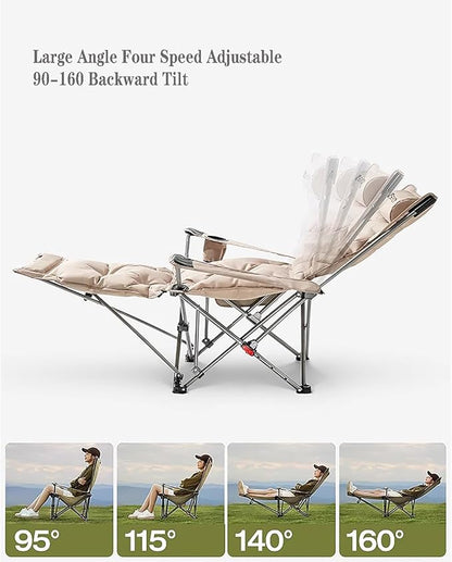Folding Camping Chair with Footrest & Recline – 2-in-1 Portable Outdoor Chair FY1352