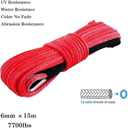 Synthetic Winch Rope Red 15m 6mm