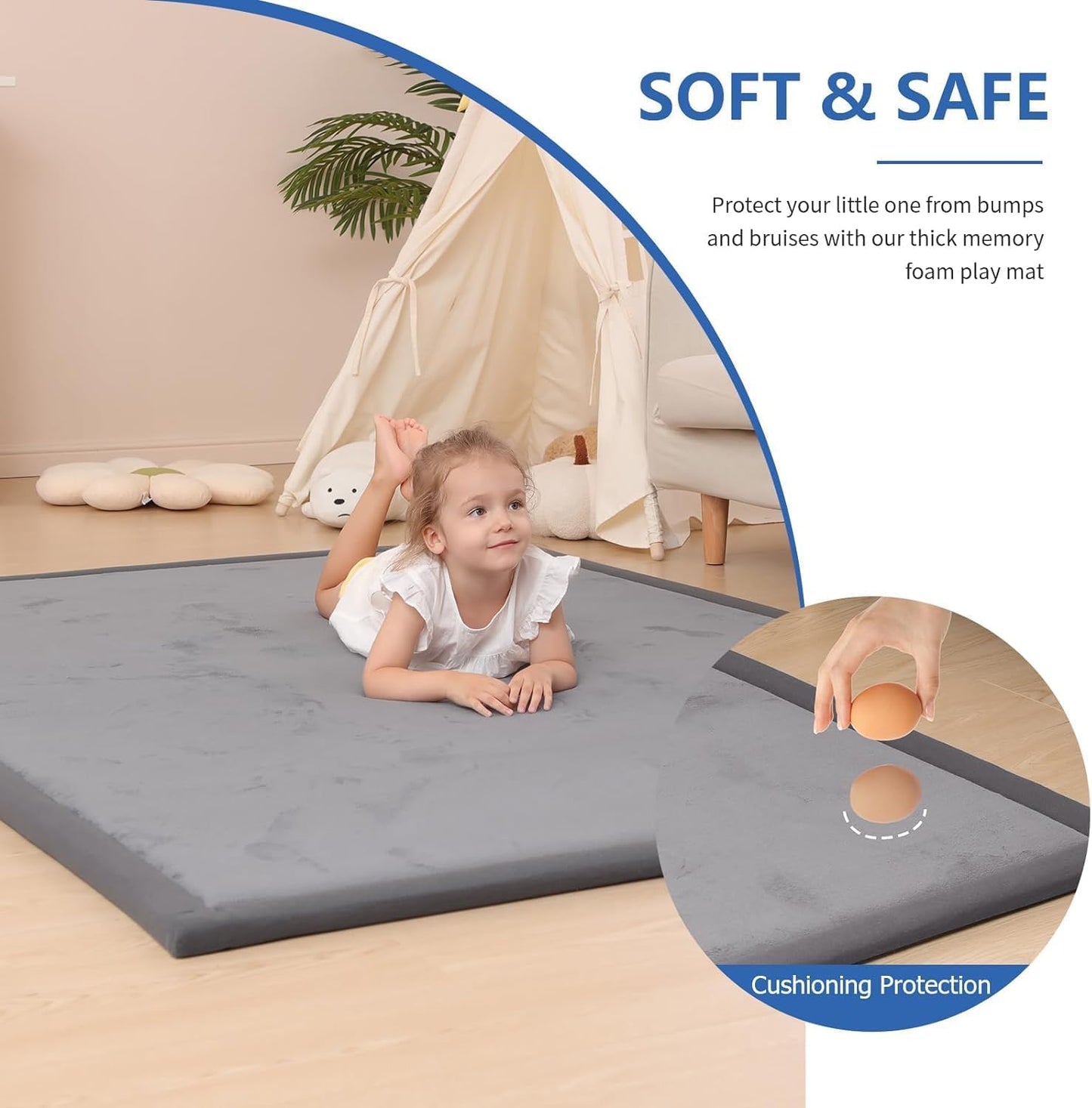 Soft Play Mat Baby Play Mat Memory Foam Soft-Touch Mat
