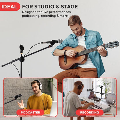 Microphone Stand for 2 microphones Tripod Base Adjustable Height