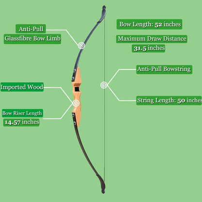 40lbs Archery Hunting Recurve Bow (Wood)