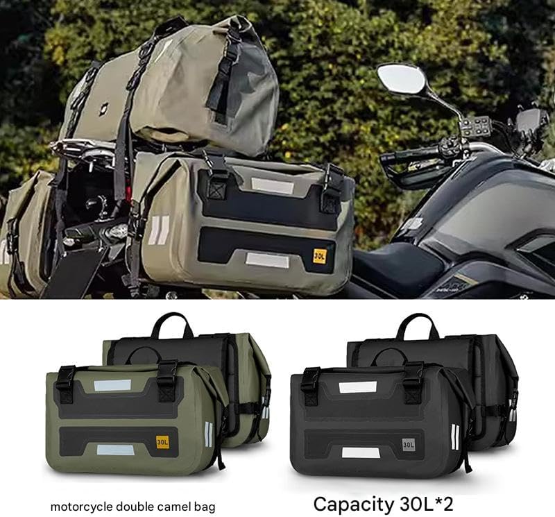 ECOTREK Motorcycle Saddlebags – Double Side Saddle Bag, 60L Waterproof Pannier YJ7303