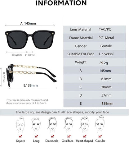 ECOTREK Women’s Oversized Sunglasses – UV400 Retro Square Fashion Shades