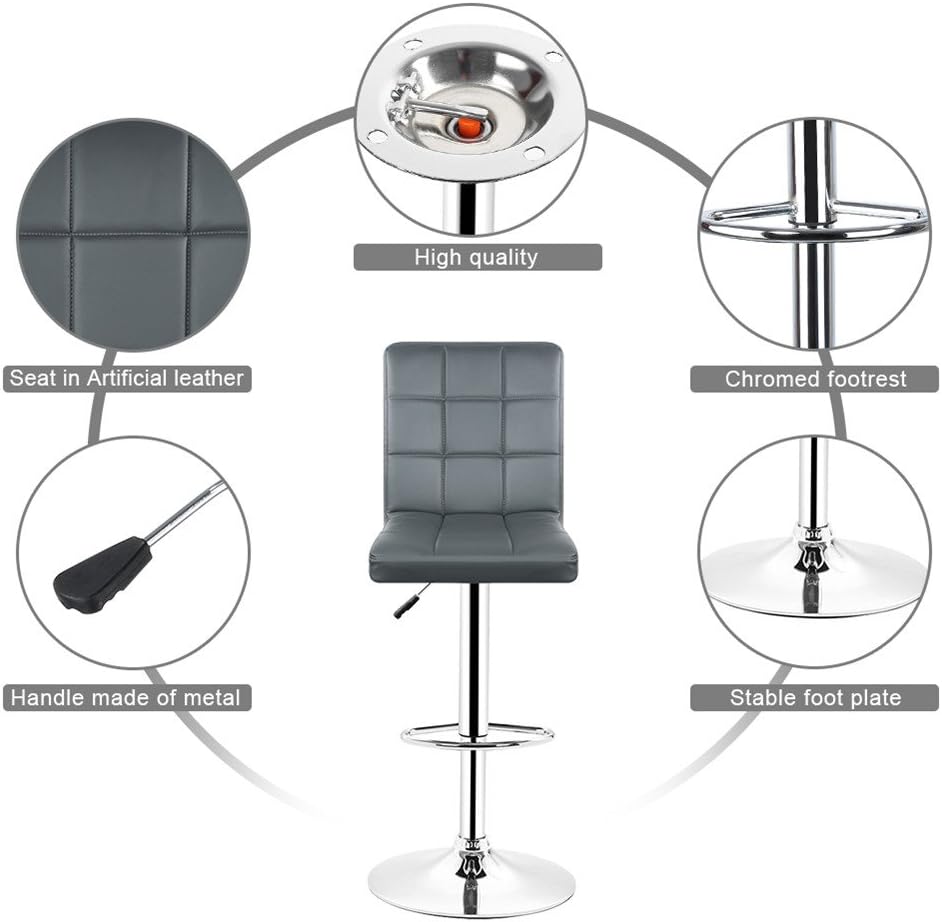 Height Adjustable Bar Stool PU Leather Bar Stools