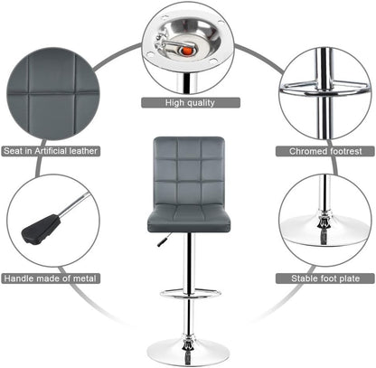 Height Adjustable Bar Stool PU Leather Bar Stools