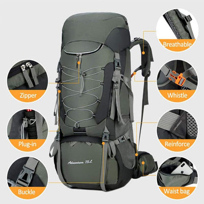 75L Camping & Hiking Backpack – Outdoor Travel Mountaineering Pack with Rain Cover ZYQS11710