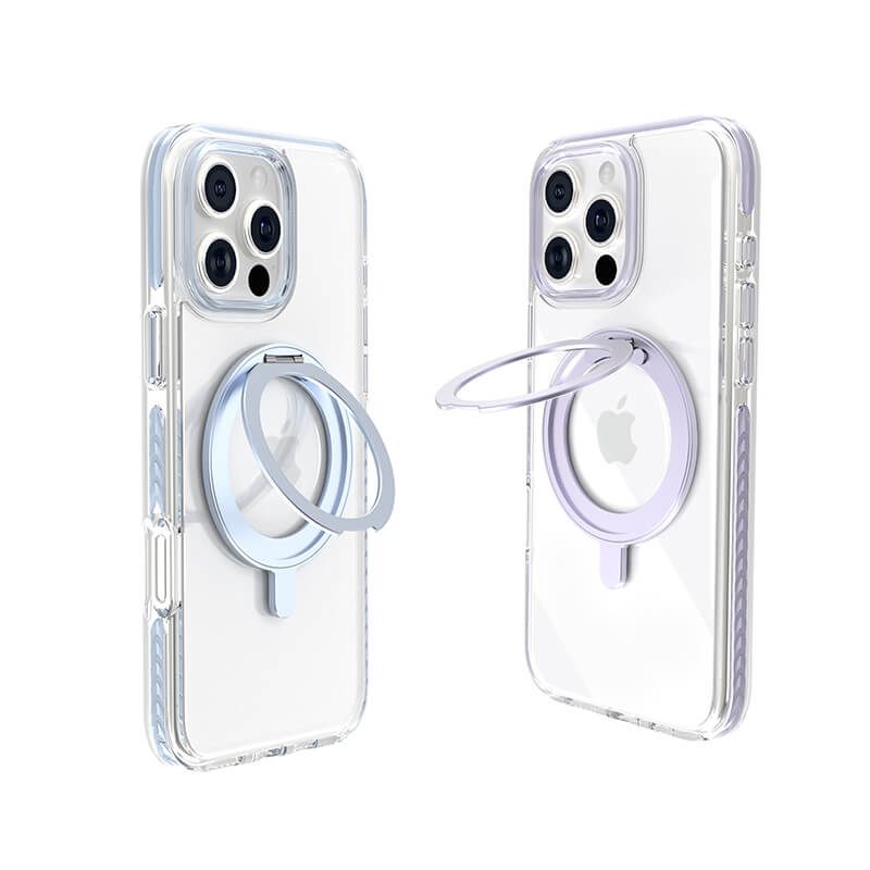 Compatible with iPhone 16 Pro Max Ice Armor O2L Series Magnetic Clear Case with Ring Stand