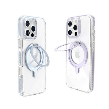 Compatible with iPhone 16 Pro Max Ice Armor O2L Series Magnetic Clear Case with Ring Stand
