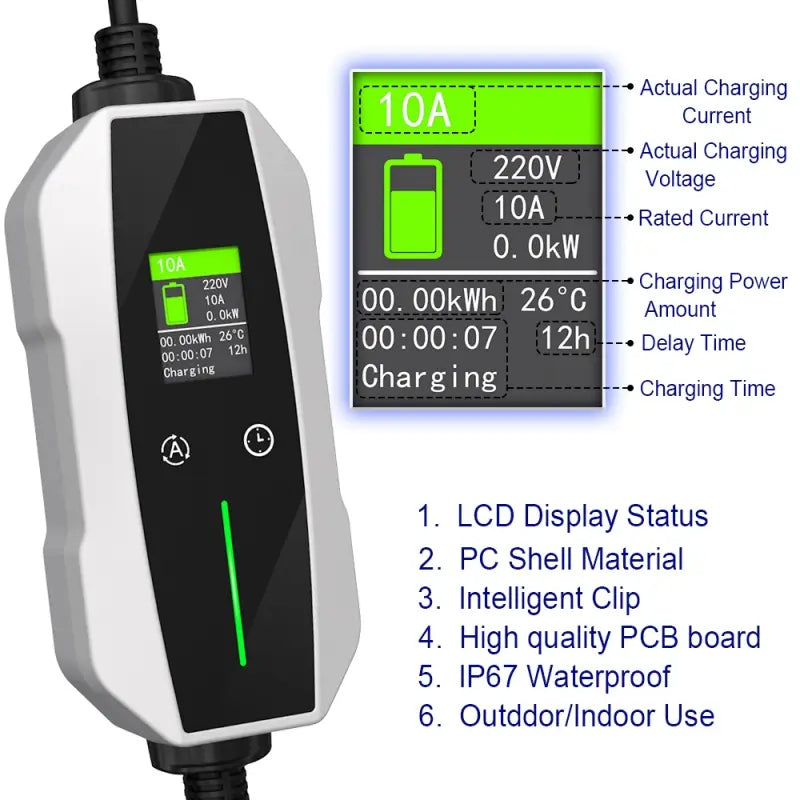 Type 2 EV Charger (10A, 2.3kW)
