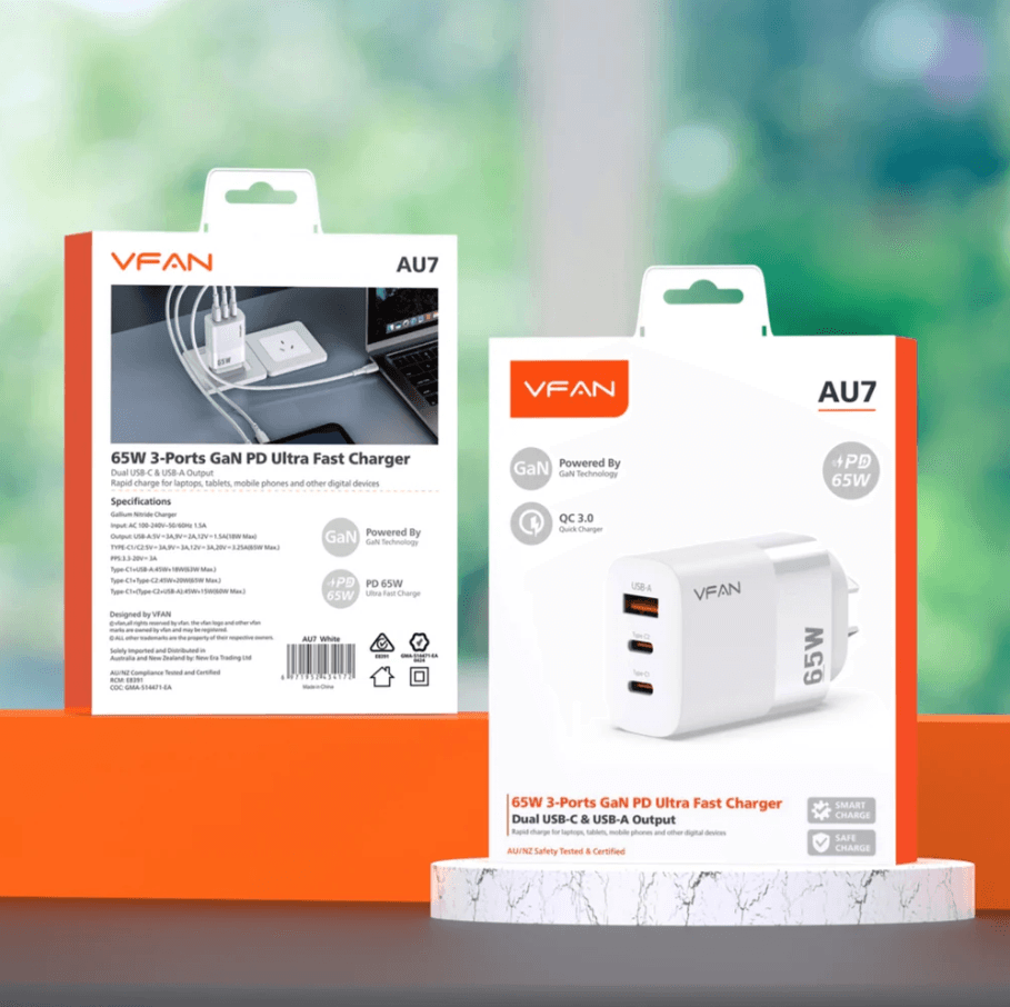 65W GaN Ultra Fast Charger – Triple-Port Charging Solution for All Your Devices