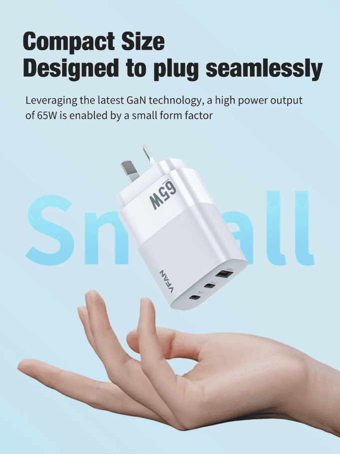 65W GaN Ultra Fast Charger – Triple-Port Charging Solution for All Your Devices