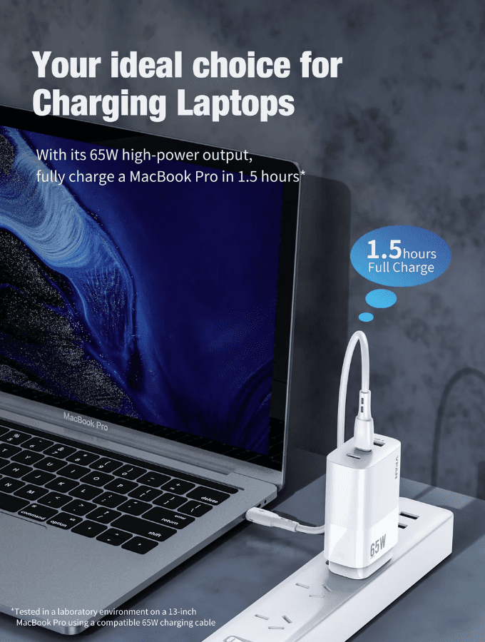 65W GaN Ultra Fast Charger – Triple-Port Charging Solution for All Your Devices